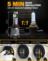 9012/HIR2 LED Headlight Bulbs 90W 22000LM Q20 Series 1:1 Halogen Size 6500K Cool White | 2 Bulbs