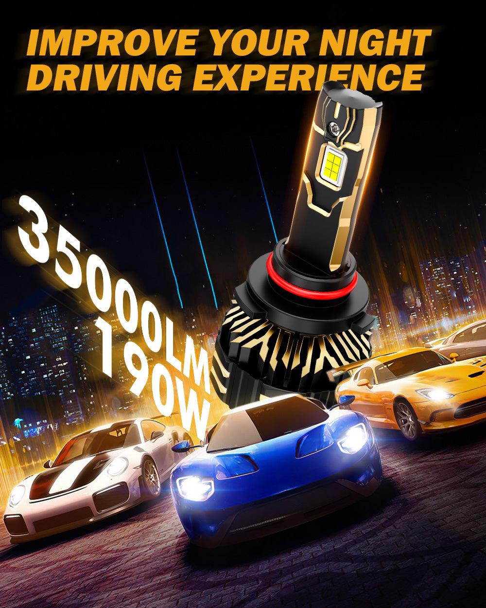 🆕9005+H11 LED Headlight Bulbs 190W 35000LM GX-PRO Series 6500K Cool White | 4 Bulbs