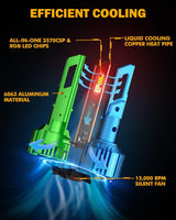 🆕H11/H9/H8 RGB LED Headlight Bulbs/DRL/Fog Light R7 Series 70W 25000LM 6500K Cool White + RGB Remote Control | 2 Bulbs
