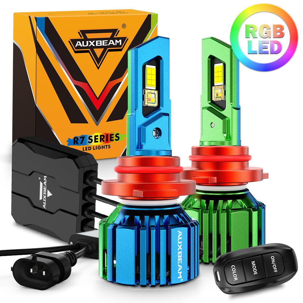 🆕9005/HB3 RGB LED Headlight Bulbs/DRL/Fog Light R7 Series 70W 25000LM 6500K Cool White + RGB Remote Control | 2 Bulbs