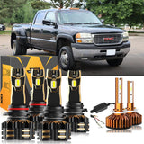 For 2001-2002 GMC Sierra 3500 9005 9006 LED Headlight Bulbs Bundle