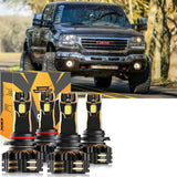 For 2003-2004 GMC Sierra 2500 9005 9006 LED Headlight Bulbs Bundle
