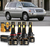 For 2004-2007 Toyota Highlander 9005 9006 LED Headlight Bulbs Bundle