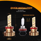 H11 LED Fog Light Bulbs 44W 4000LM X60 Series Fanless 6500K Cool White | 2 Bulbs