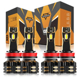 H11+H11 LED Headlight Bulbs 120W 25000LM GX Series Brightest 6500K Cool White | 4 Bulbs