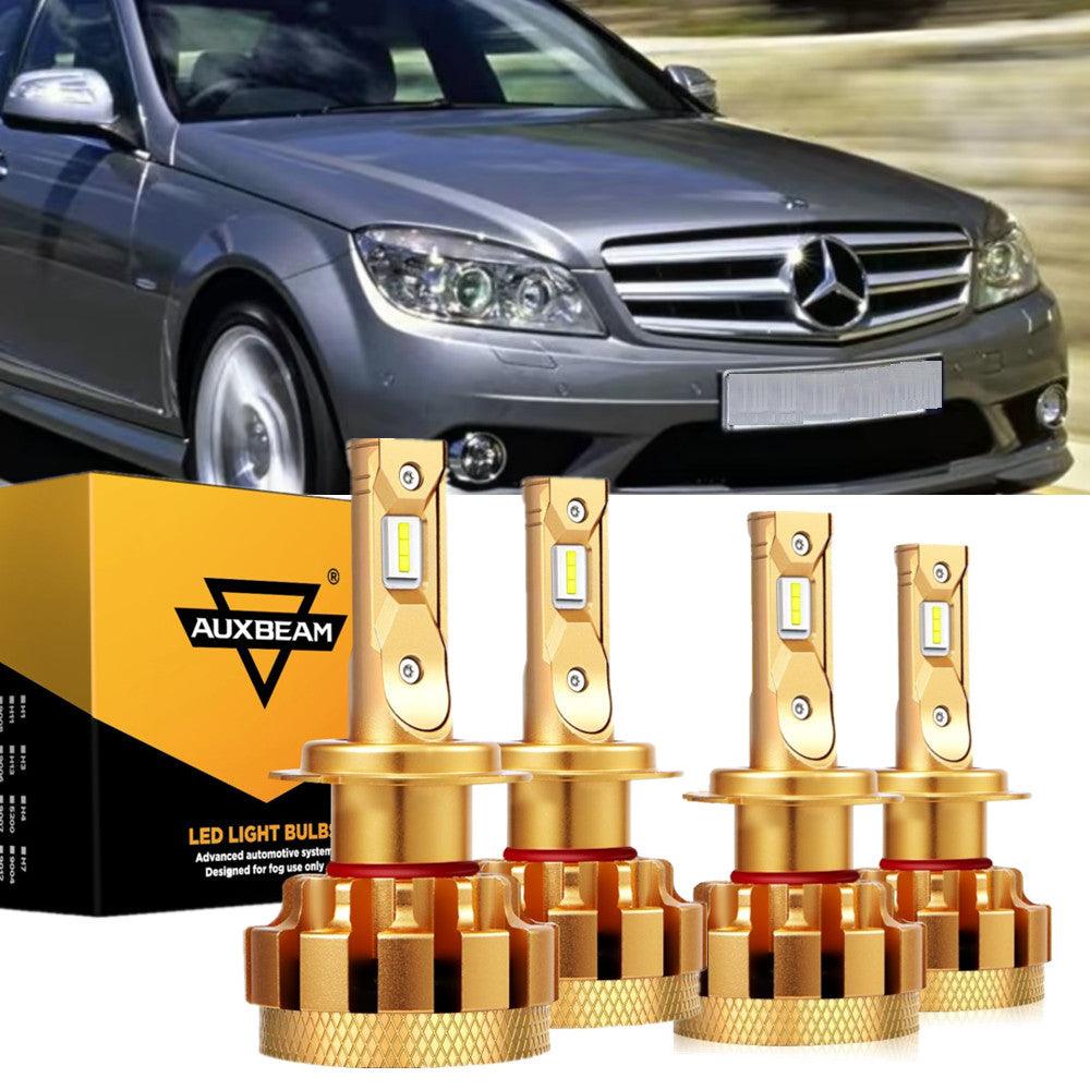 For 2006-2015 Mercedes-Benz C350 with halogen headlamps LED Light Bulbs High Low Beam Bundle