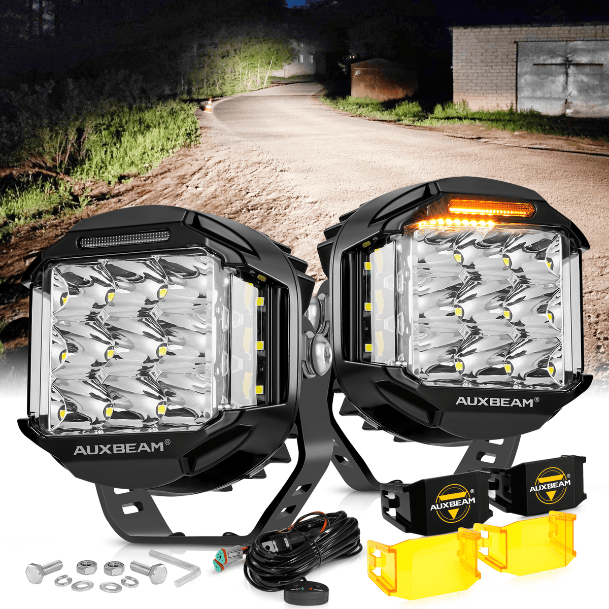 Side Launch Led V-MAX Series Combo Beam Side Shooter LED Pod Lights with Amber DRL ...