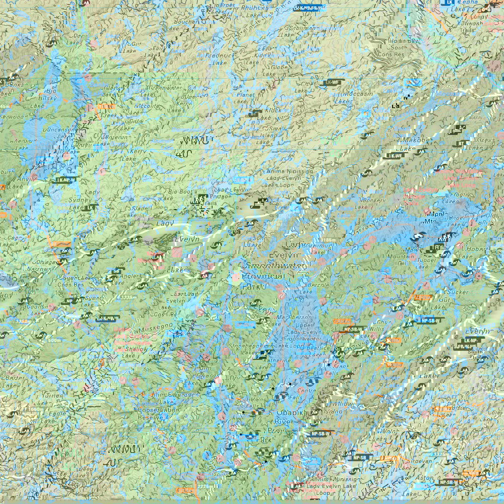 Lady Evelyn Smoothwater Provincial Park Ontario - Park Map