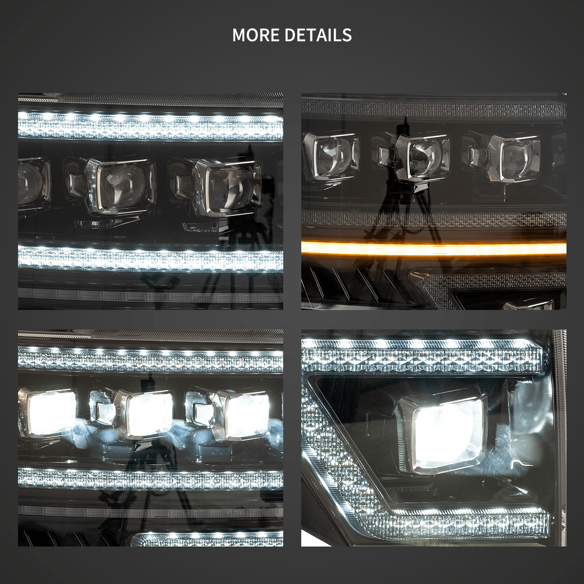 LED Headlight Assembly Matrix Projector Black For 2009-2014 Ford F150 12th Gen
