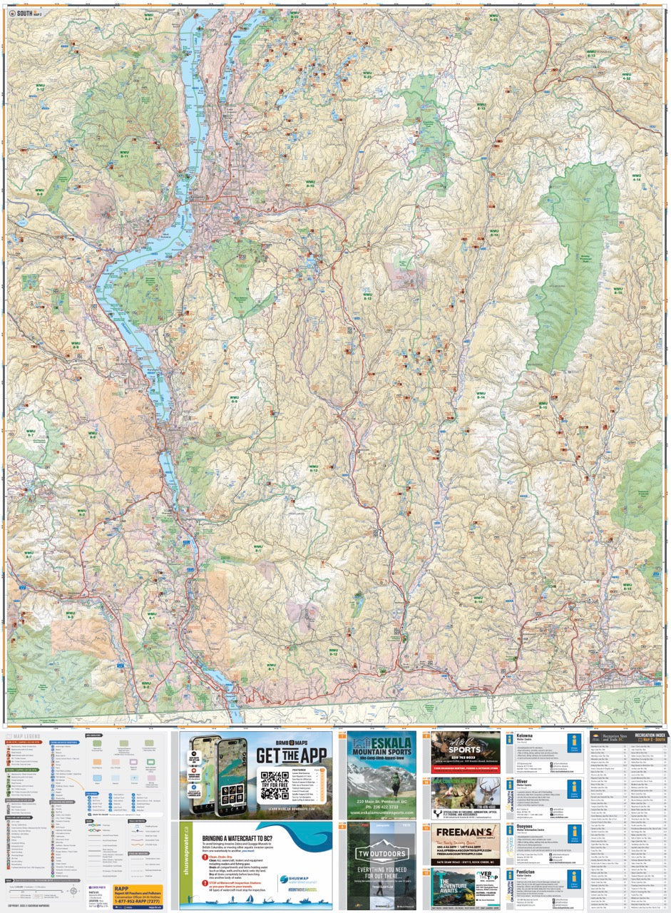 Okanagan Valley & Shuswap BC - Recreation Map