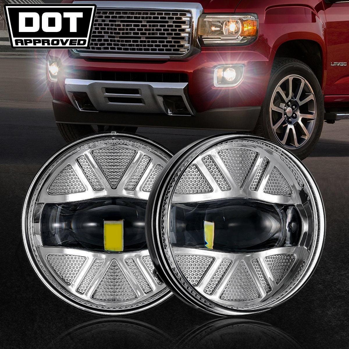 (2pcs/set) 48W LED Fog Lights DOT Approved For 2007-2013 GMC Sierra 1500 / 2007-2014 Sierra 2500HD 3500HD (Chrome)