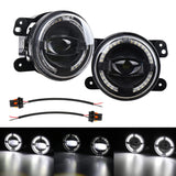 (2pcs/set) 4" 60W LED Fog Lights with White Halo Ring DRL for Jeep Wrangler JK/ Jeep Grand Cherokee/ Dodge