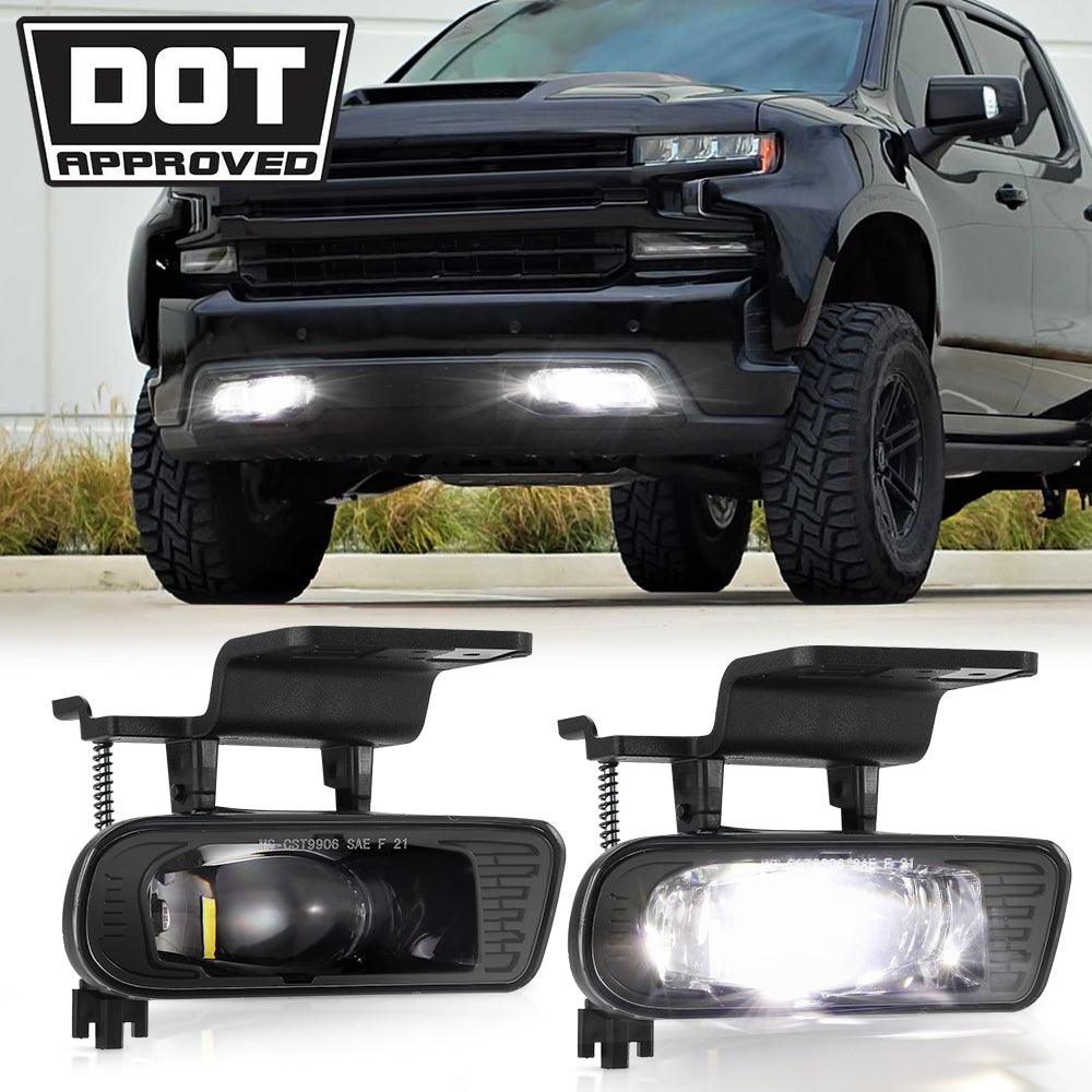 (2pcs/set) 60W DOT Approved LED Fog Lights fit for Chevrolet Silverado 1500/2500 1999 2000 2001 2002, 1500HD/2500HD/3500 2001 2002