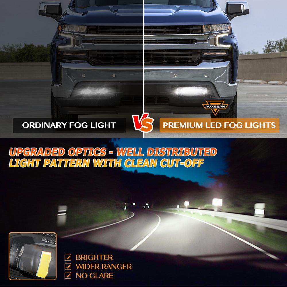 (2pcs/set) 60W DOT Approved LED Fog Lights fit for Chevrolet Silverado 1500/2500 1999 2000 2001 2002, 1500HD/2500HD/3500 2001 2002