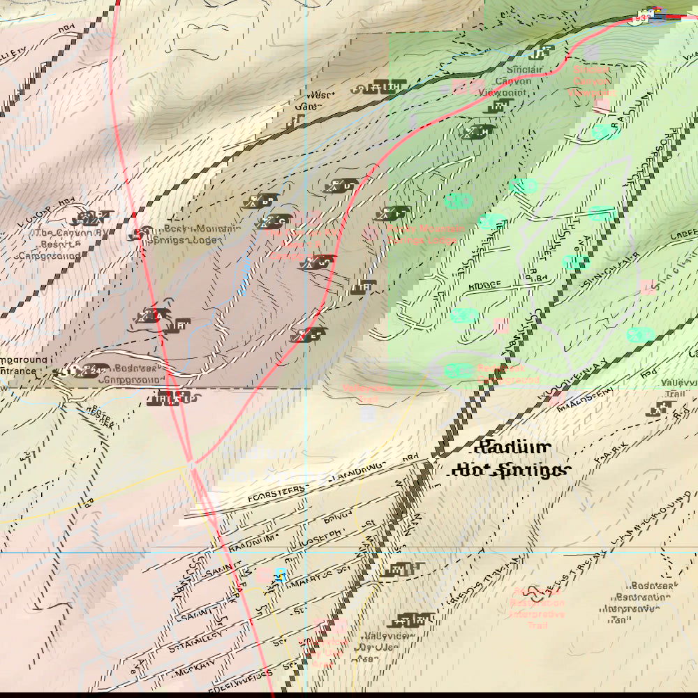 Radium Hot Springs (Kootenay National Park BC) - Destination Map