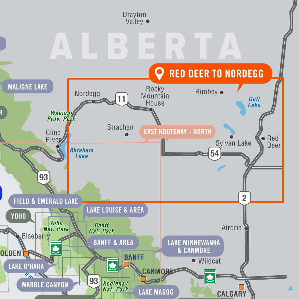 Red Deer To Nordegg Alberta Destination Map Rove Overland Red Deer To Nordegg Alberta Adventure Map Backroad Mapbooks 5149071 