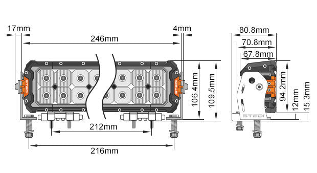 STEDI ST3303 PRO 11" 12 LED Double Row Ultra High Output LED Bar Rove Overland
