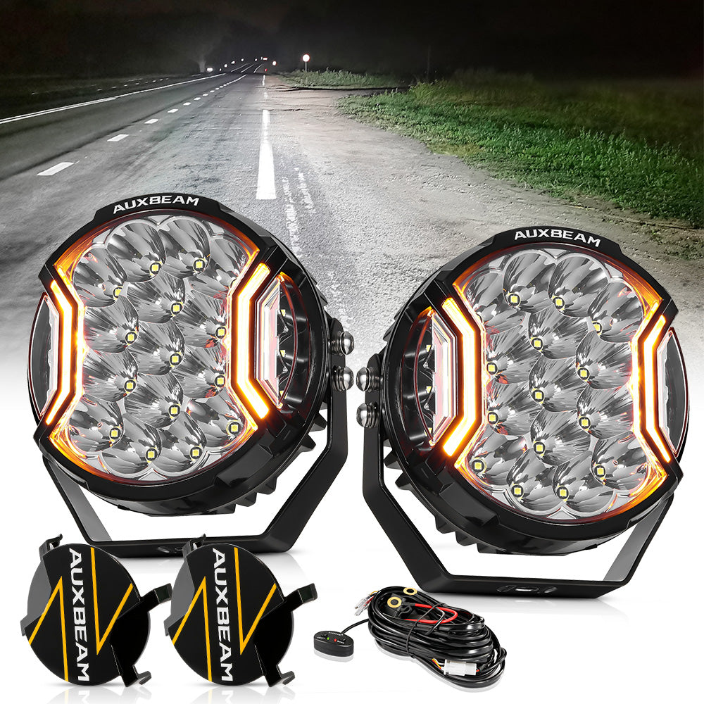 V-ULTRA Series | 7 Inch 226W LED Side Shooter White Pod Lights with Amber DRL
