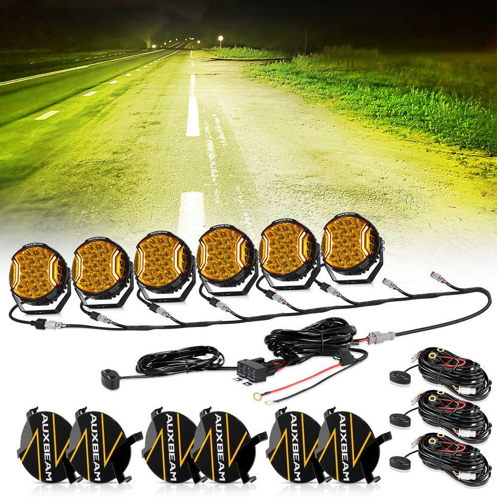 V-ULTRA Series | 7 Inch 226W LED Side Shooter Amber Pod Lights with Amber DRL