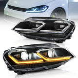 LED Headlight Assembly Projector Black For 2012-2017 Volkswagen Golf 7th Gen (Mk7, Typ 5G)