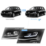 LED Headlight Assembly Projector Black For 2012-2017 Volkswagen Golf 7th Gen (Mk7, Typ 5G)
