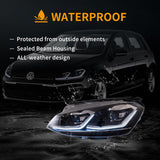 LED Headlight Assembly Projector Black For 2012-2017 Volkswagen Golf 7th Gen (Mk7, Typ 5G)