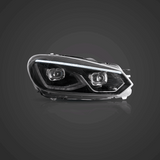 LED Headlight Assembly Dual Beam Projector Black For 2008-2014 Volkswagen Golf 6th Gen (Mk6/A6 Typ 5K）