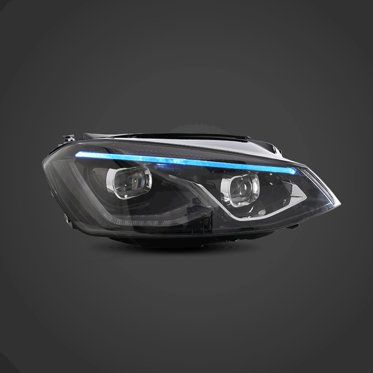 LED Headlight Assembly HID Dual Beam Projector Black For 2014-2017 Volkswagen Golf 7th Gen (Mk7, Typ 5G) Hatchback