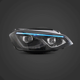 LED Headlight Assembly HID Dual Beam Projector Black For 2014-2017 Volkswagen Golf 7th Gen (Mk7, Typ 5G) Hatchback