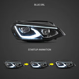 LED Headlight Assembly HID Dual Beam Projector Black For 2014-2017 Volkswagen Golf 7th Gen (Mk7, Typ 5G) Hatchback