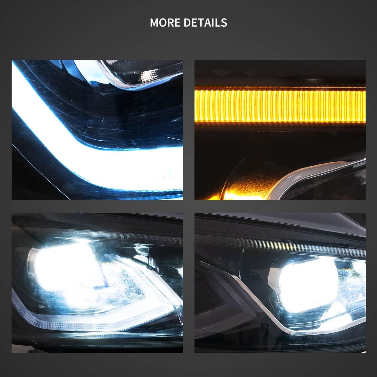 LED Headlight Assembly HID Dual Beam Projector Black For 2014-2017 Volkswagen Golf 7th Gen (Mk7, Typ 5G) Hatchback