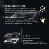 LED Headlight Assembly Dual Beam Projector Black For 2010-2018 Volkswagen Jetta