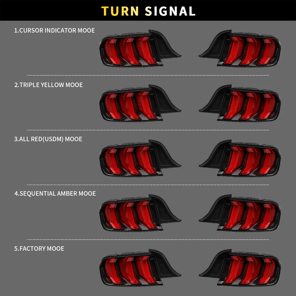 LED Tail Lights Assembly With 5 Modes Sequential Turn Signal For 2015-2023 Ford Mustang 6th Gen (S550)