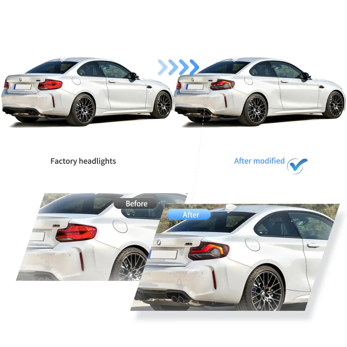 LED Tail Lights Assembly With Start-up Animation Effect For 2014-2021 BMW 2 Series (F22 F23) M2 (F87）