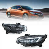 LED Headlight Assembly Reflection Bowl Chrome For 2016-2021 Honda Civic 10th Gen