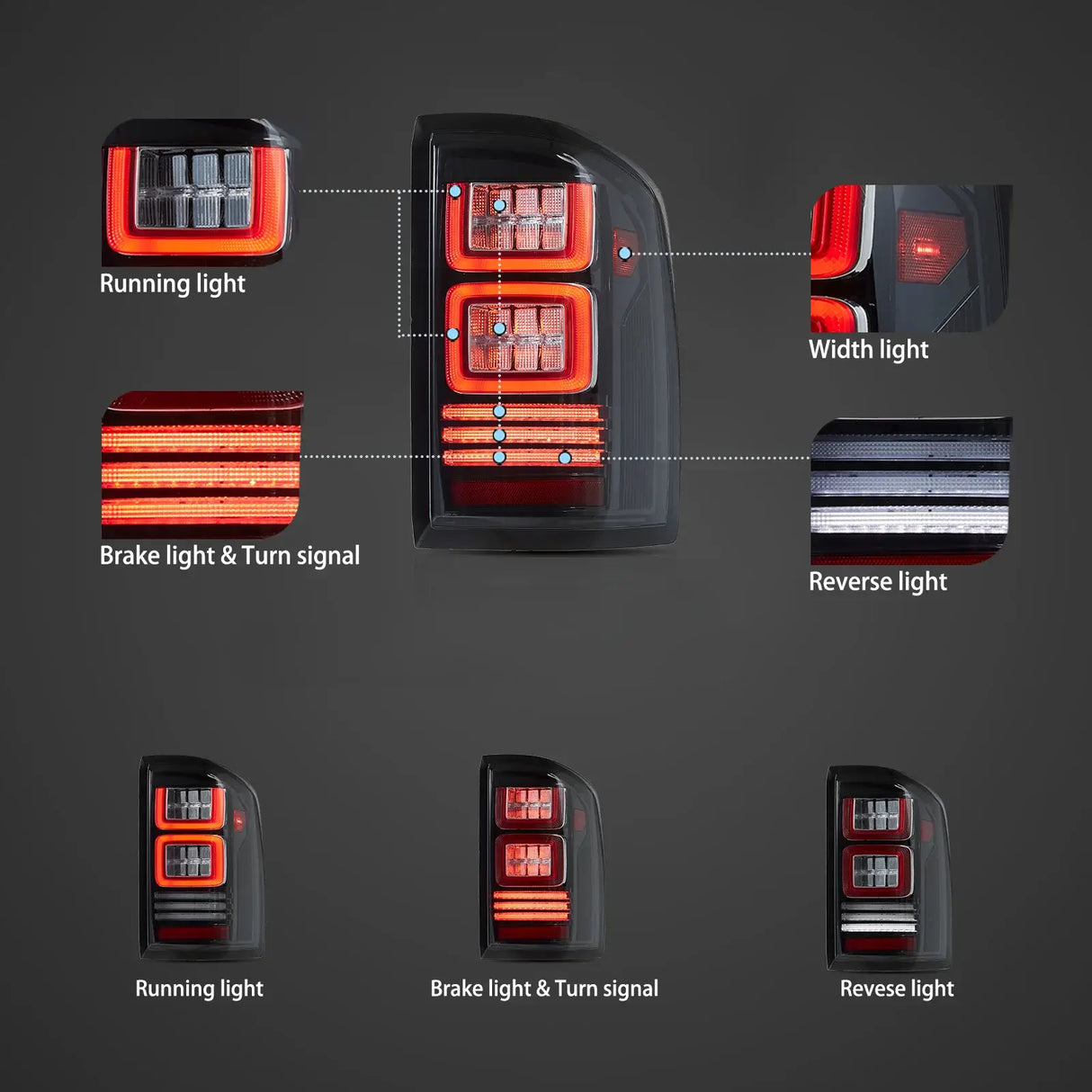 LED II Tail Lights Assembly With Red Turn Signal Clear For 2007-2013 Chevrolet Silverado 1500 2500HD 3500HD 2007-2010 GMC Sierra 1500 2500HD 3500HD