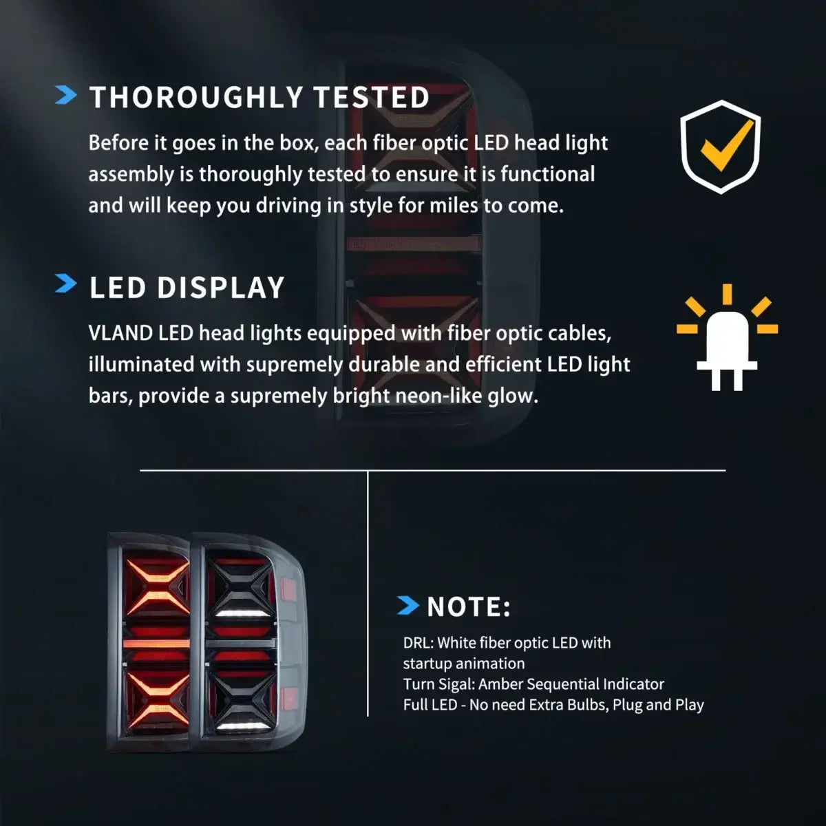 LED Tail Light Assembly With Dynamic Welcome Lighting For 2014-2018 Chevrolet Silverado