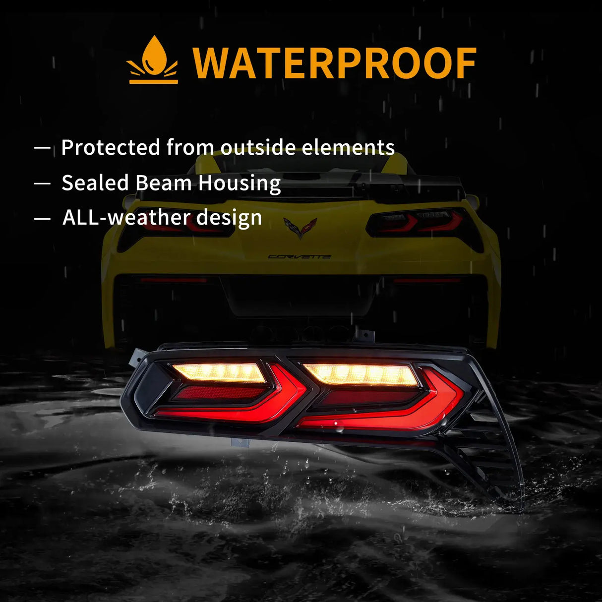 LED Tail Light Assembly With Sequential Turn Signal For 2014-2019 Chevorlet Corvette C7
