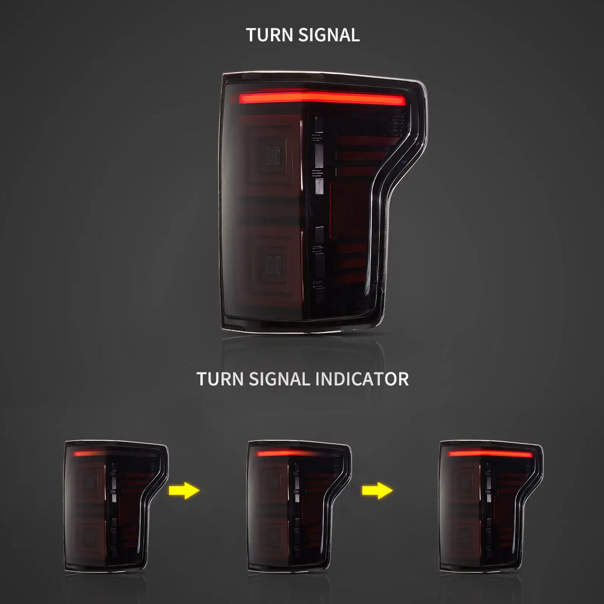 LED Ugprade Tail Lights Assembly With Red Sequential Turn Signal Smoked For 2015-2020 Ford F150 13th Gen (P552)