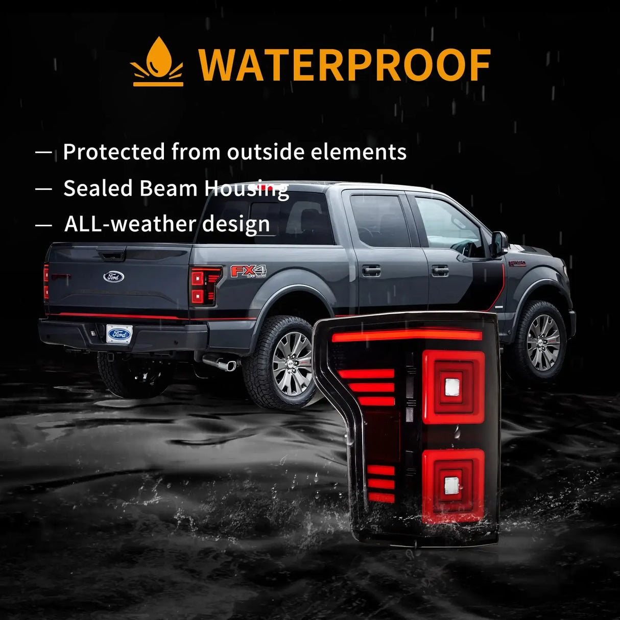 LED Ugprade Tail Lights Assembly With Red Sequential Turn Signal Smoked For 2015-2020 Ford F150 13th Gen (P552)