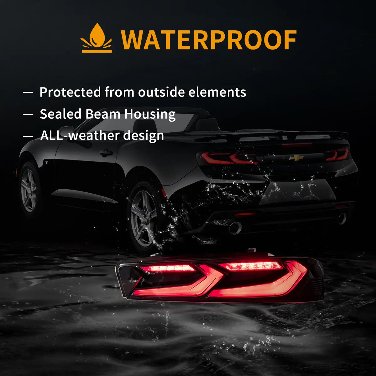 LED Tail Lights Assembly With Sequential Turn Signal With Reverse Lights For 2016-2018 Chevrolet Camaro (Fit For American Models)