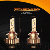 9005+9006 LED Headlight Bulbs 44W 4000LM X60 Series Fanless 6500K Cool White | 4 Bulbs