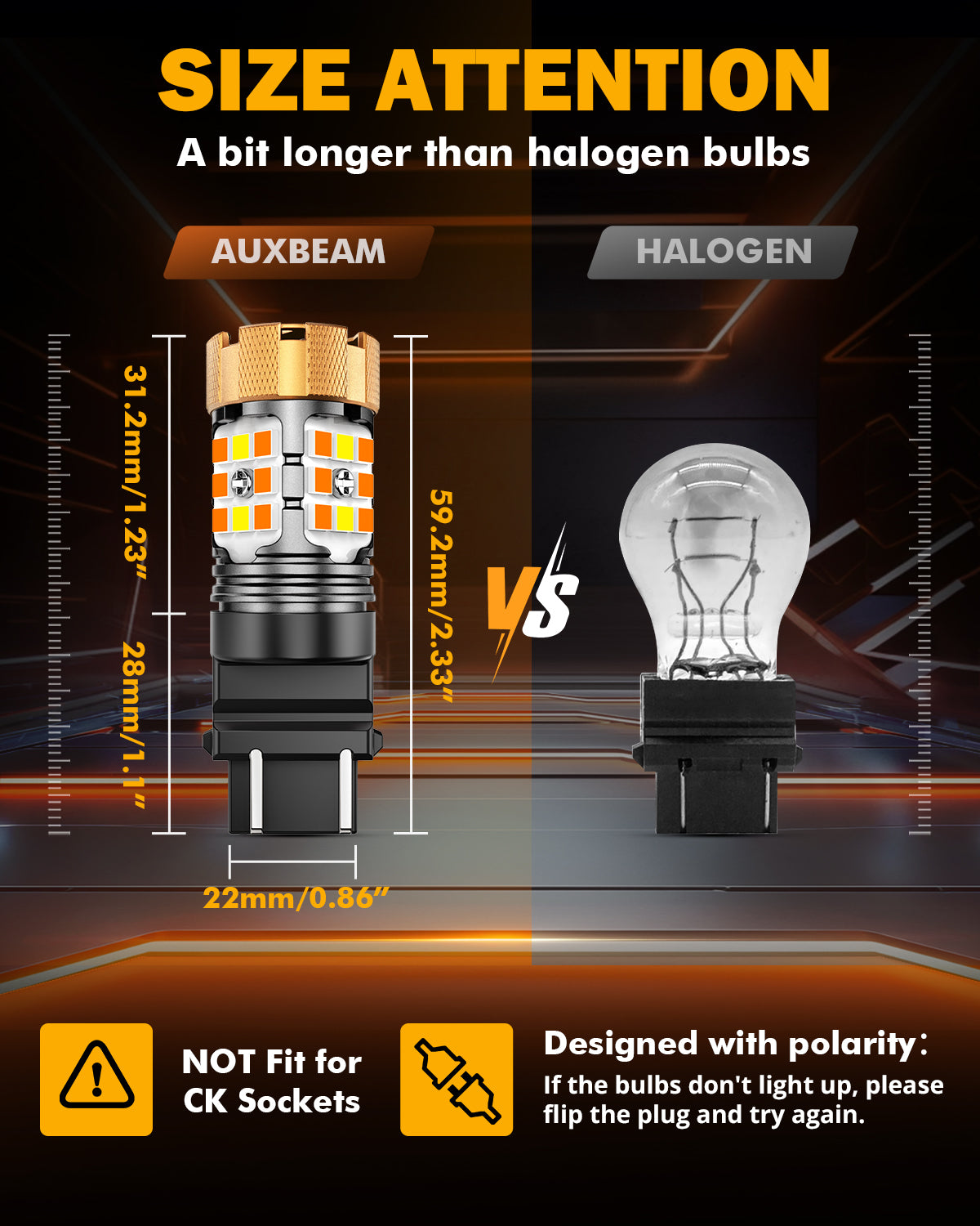 🆕 T25 3157D LED Front Turn Signal & DRL Light Bulbs 50W 4000LM CAN-Bus Error Free Dual Color Switchback White & Amber B21-PRO Series | 2 Bulbs