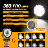 (2pcs/set) 7 Inch 230W 33332LM 360-PRO Series Custom Lens Offroad LED Driving Lights+Amber/Black Covers(Optional) for FORD F150 F250