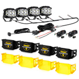 V-MAX Series | 4 Inch 92W 8960LM Combo Beam Side Shooter LED Square Pod Lights with Amber DRL