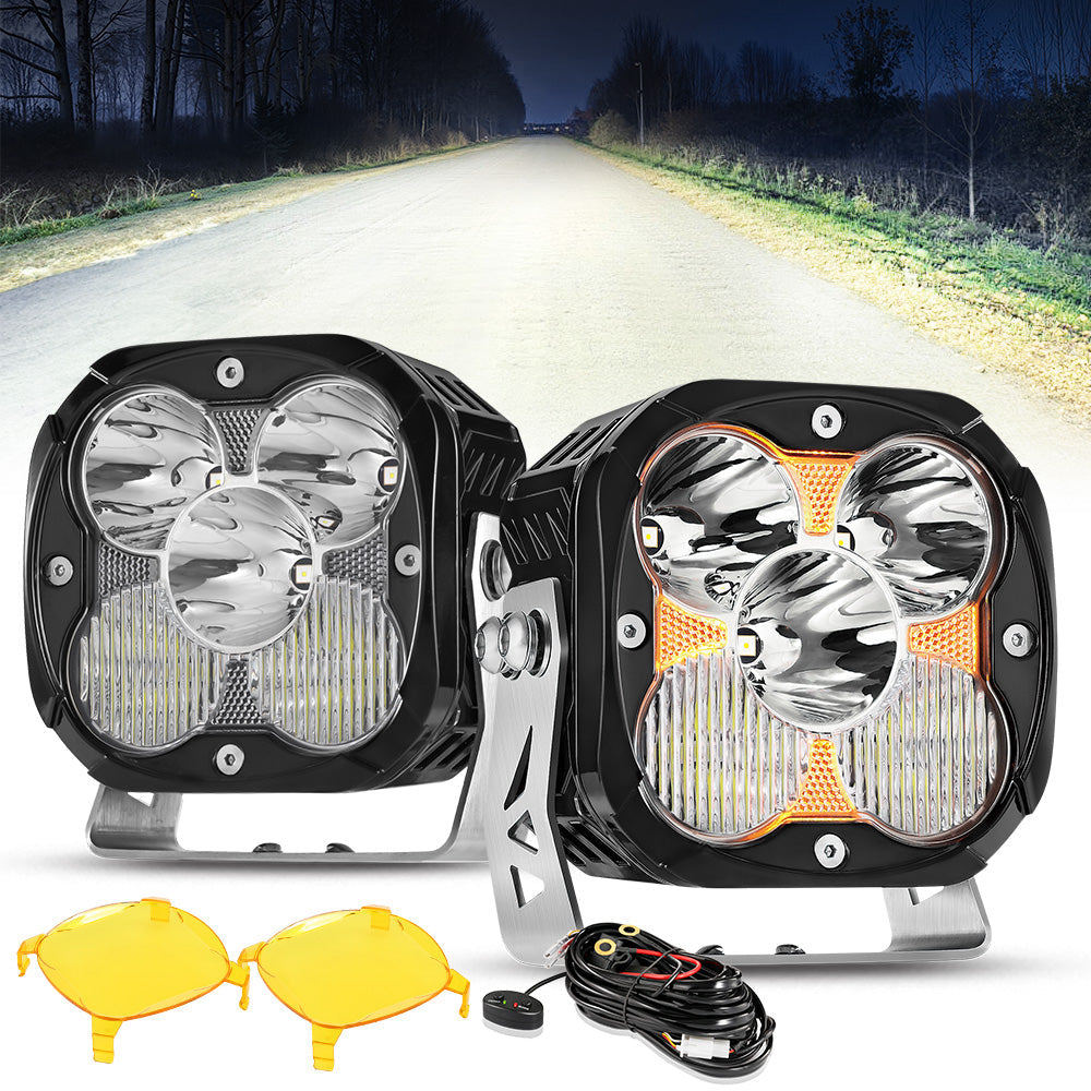 XP-ULTRA Series 4.5 Inch Combo Beam LED Pod Lights Off Road Lights with Amber DRL