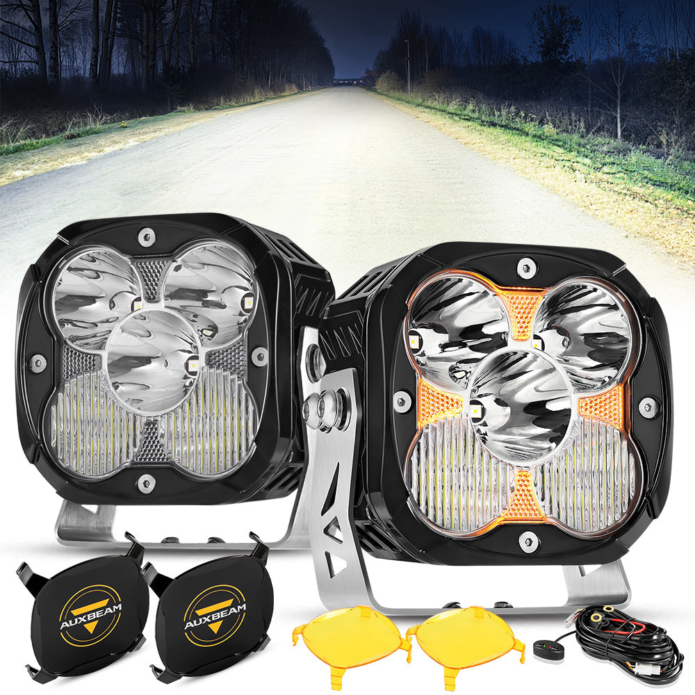 XP-ULTRA Series 4.5 Inch Combo Beam LED Pod Lights Off Road Lights with Amber DRL