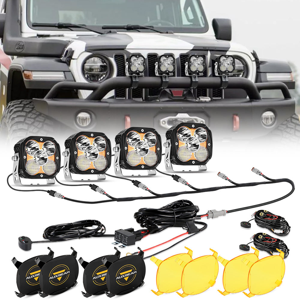 XP-ULTRA Series 4.5 Inch Combo Beam LED Pod Lights Off Road Lights with Amber DRL