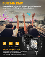 3 Inch 96W 9600LM LED Pods 6 Modes LED Driving Light with A-Pillar Mounting Bracket For Ford Bronco 2/4 Door 2021 2022