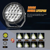 (2pcs/set) 7 Inch 240W Round Offroad LED Driving Lights with DRL+Amber/Black Covers(Optional) for SUV ATV UTV Trucks Pickup Boat